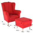 Piros Atrid fotel + puff méretek