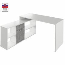 NOE SAROK SZÁMÍTÓGÉPASZTAL, FEHÉR/BETON - A-Z Bútor Webáruház