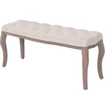 VIX VÁSZON ÉS TÖMÖR FA PAD, 110 CM, KRÉMFEHÉR - A-Z Bútor Webáruház