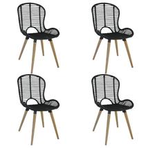 VIX 4 DB MODERN, TERMÉSZETES RATTAN ÉTKEZŐSZÉK, FEKETE - A-Z Bútor Webáruház