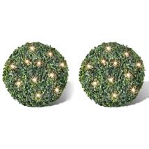 VIX 2 DB KERTI BUXUS LABDA MŰLEVELEKKEL ÉS NAPELEMES FÉNYFÜZÉRREL, 35 CM - A-Z Bútor Webáruház
