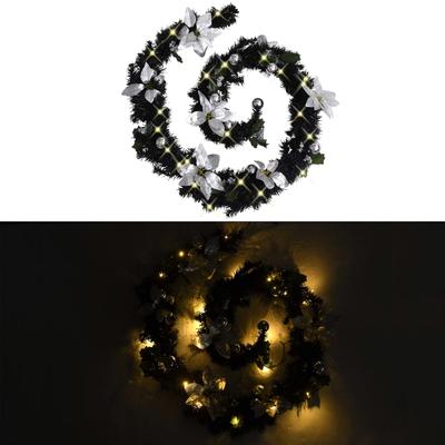 VIX FEKETE PVC KARÁCSONYI FÜZÉR LED-EKKEL, 2,7 M - A-Z Bútor Webáruház