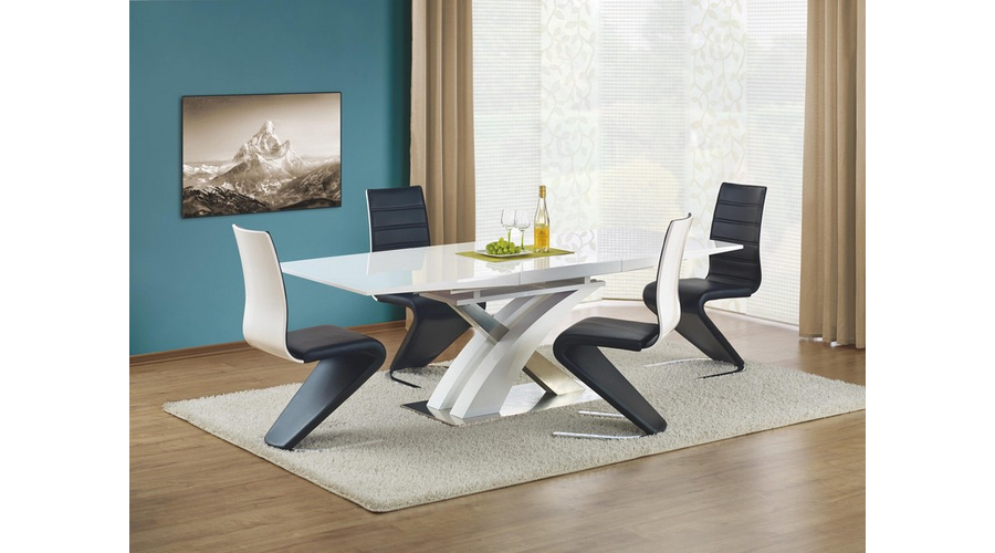 Asztal Sandor 160/220 Mdf/Acél – Fehér
